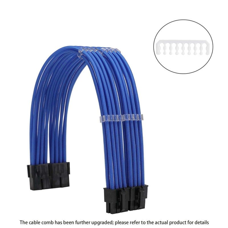 Formulamod Sleeve Extension Power Supply Cable Kit 18AWG ATX 24P+ EPS 8-P+PCI-E8-P with Combs for PSU to Motherboard/GPU (Blue) - Image 3